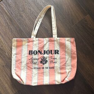Sezane Pink White Stripe Bonjour Amour
Tour From Paris Canvas Tote